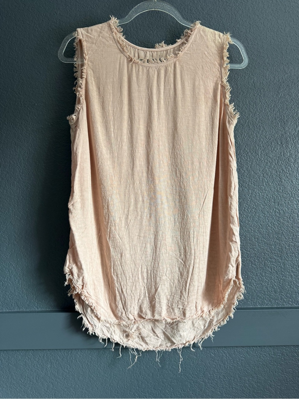 RAQUEL ALLEGRA • Frayed Hem Women's tank Top - Blush Pink - XS/Small